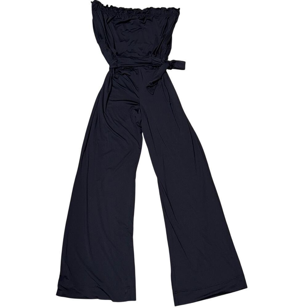 Vintage Y2K Baby Phat Strapless Black Wide Leg Romper Jumpsuit Belt Size 1X